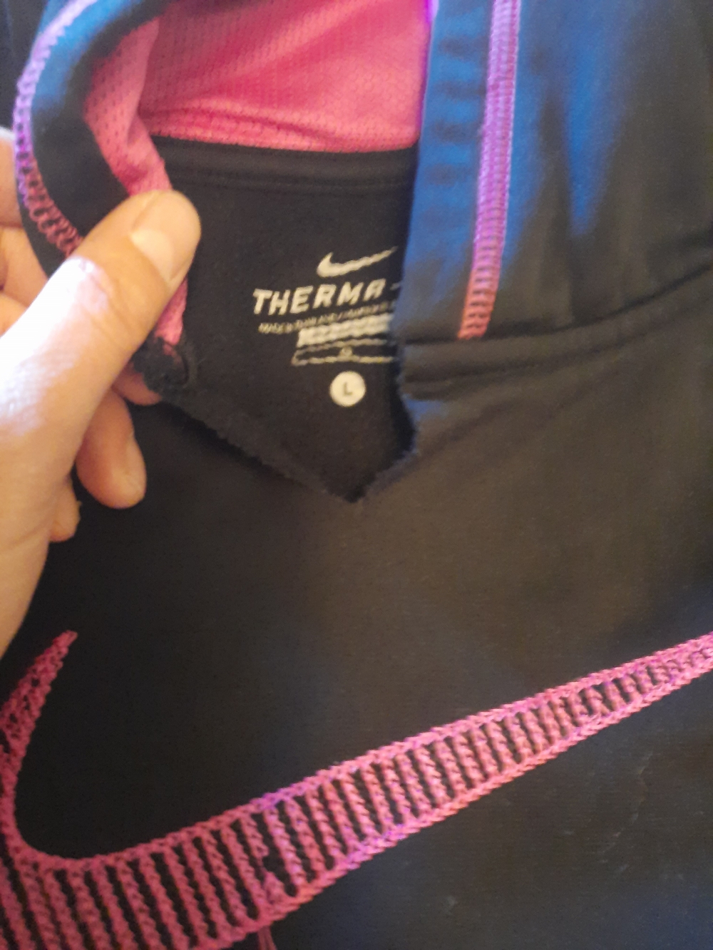 Nike Therma-Fit Black Hoodie with Pink Swoosh